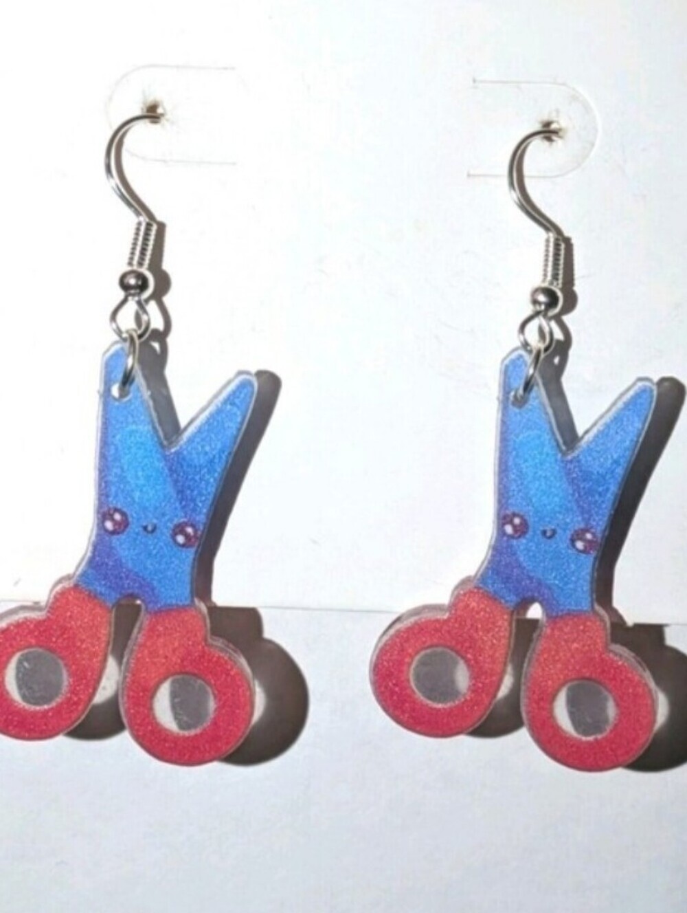Cute Blue & Red Scissors Dangle Earrings
